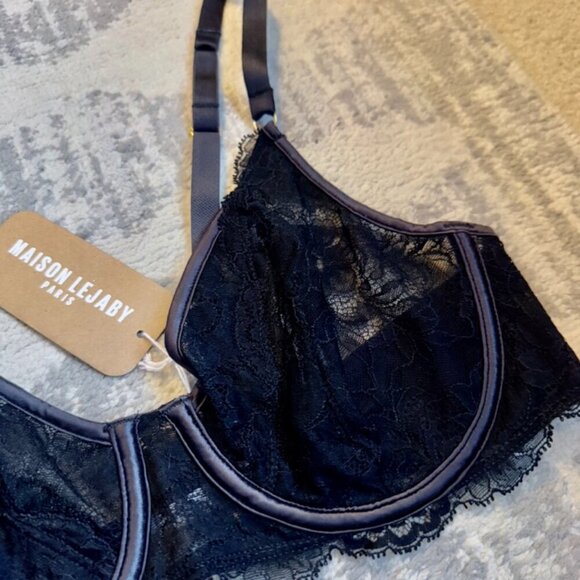 NWT Maison Lejaby Black Lace La Manufactur Underwire Bra - Picture 4 of 9
